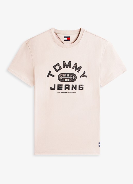 Tommy Hilfiger T-shirt met logoprint - voorkant oudroze