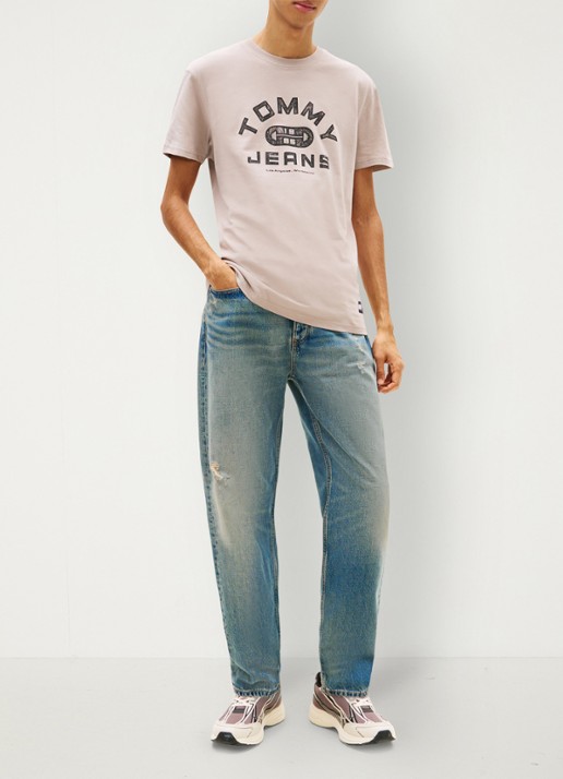 Tommy Hilfiger T-shirt met logoprint - voorkant 2 oudroze
