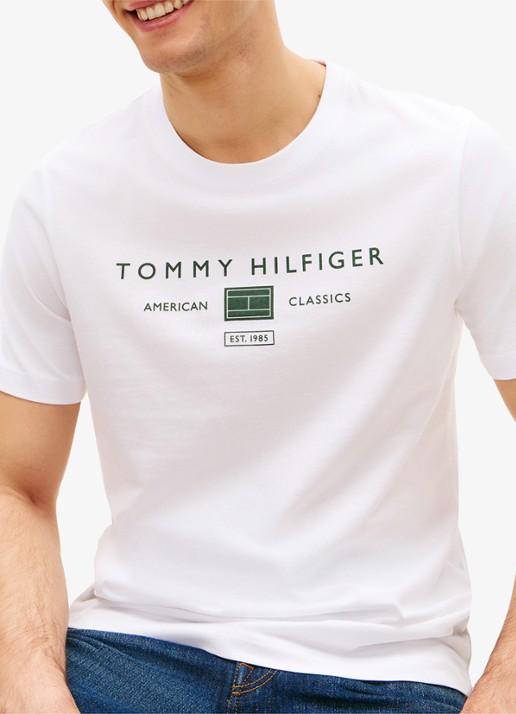 Tommy Hilfiger T-shirt met logoprint - detail 5 wit