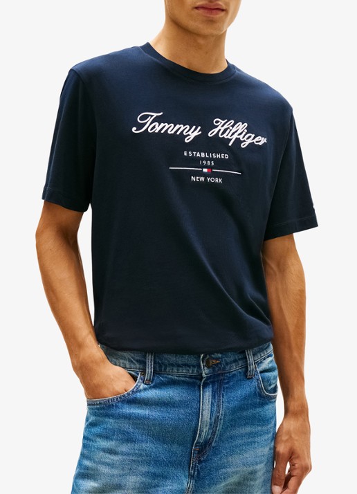 Tommy Hilfiger T-shirt met logoprint - detail 4 donkerblauw