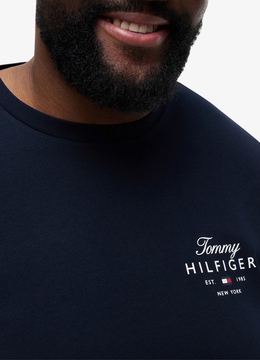 Tommy Hilfiger T-shirt met logoprint - detail 3 donkerblauw