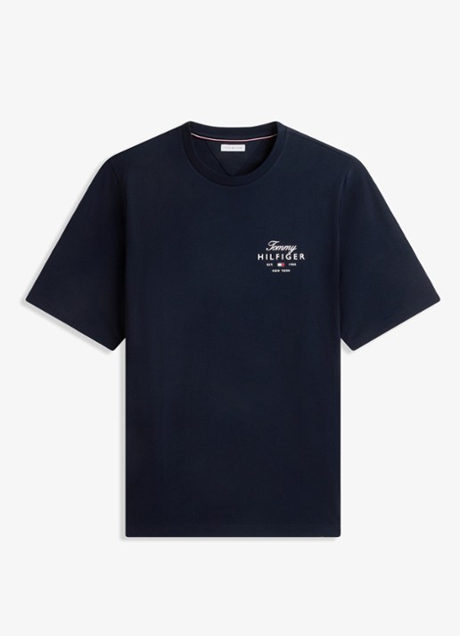Tommy Hilfiger T-shirt met logoprint - voorkant 4 donkerblauw