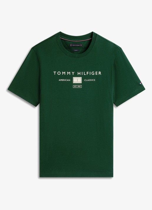 Tommy Hilfiger T-shirt met logoprint - voorkant 4 groen