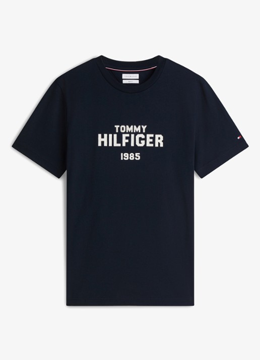Tommy Hilfiger T-shirt met logoprint - voorkant 4 donkerblauw
