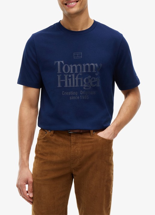 Tommy Hilfiger T-shirt met logoprint - detail 3 donkerblauw