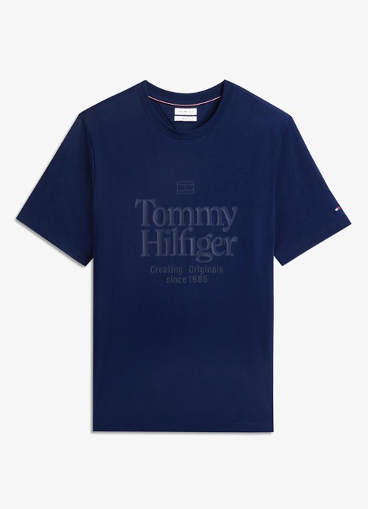 Tommy Hilfiger T-shirt met logoprint - voorkant donkerblauw