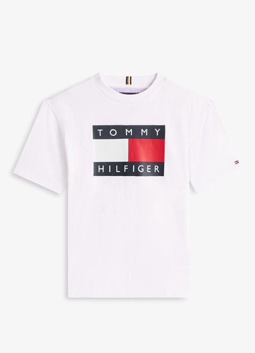 Tommy Hilfiger T-shirt met logoprint - voorkant wit