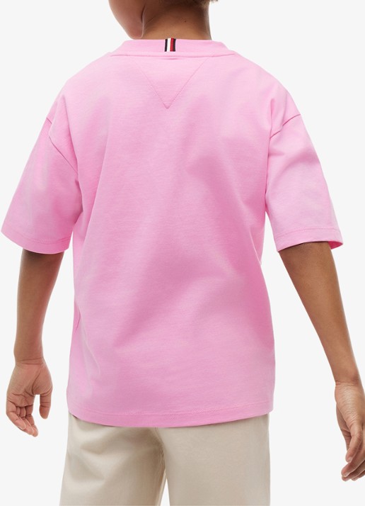 Tommy Hilfiger T-shirt met logoprint - achterkant 5 roze