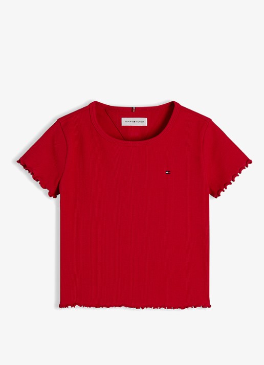 Tommy Hilfiger T-shirt met ribstructuur en logo