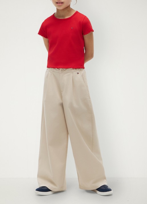 Tommy Hilfiger T-shirt met ribstructuur en logo - voorkant 5 rood