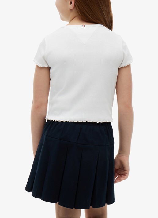 Tommy Hilfiger T-shirt met ribstructuur en logo - achterkant wit