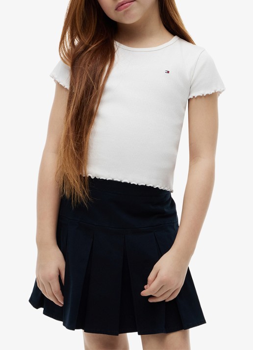 Tommy Hilfiger T-shirt met ribstructuur en logo - detail 4 wit