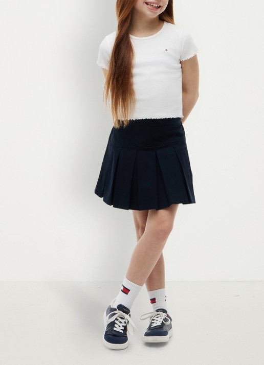 Tommy Hilfiger T-shirt met ribstructuur en logo - voorkant 3 wit