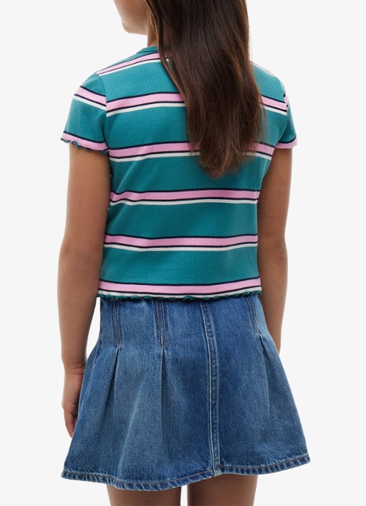 Tommy Hilfiger T-shirt met ribstructuur en logo - achterkant 3 turquoise