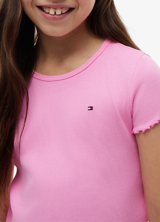 Tommy Hilfiger T-shirt met ribstructuur en logo - detail 2 roze