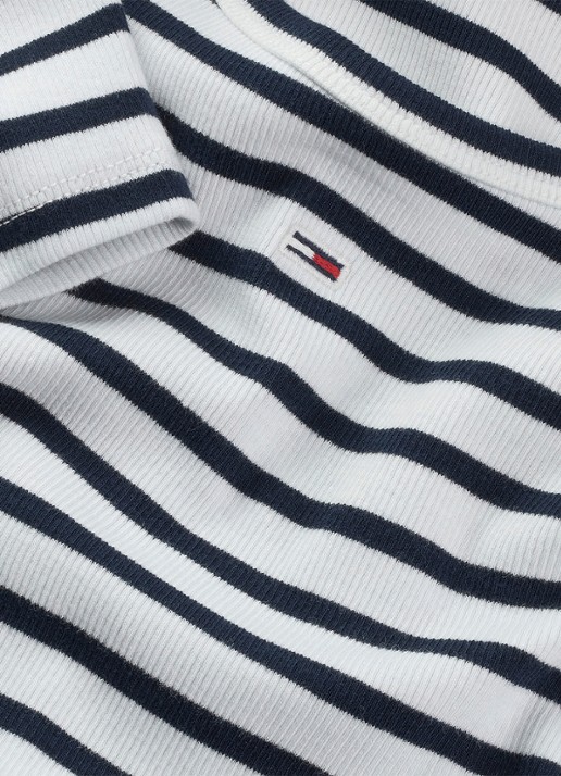 Tommy Hilfiger T-shirt met ribstructuur en logoborduring - detail 2 wit