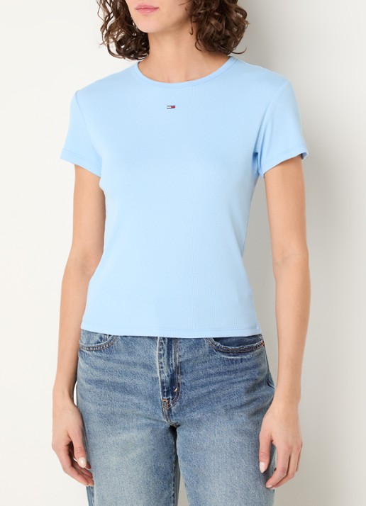 Tommy Hilfiger T-shirt met ribstructuur en logoborduring