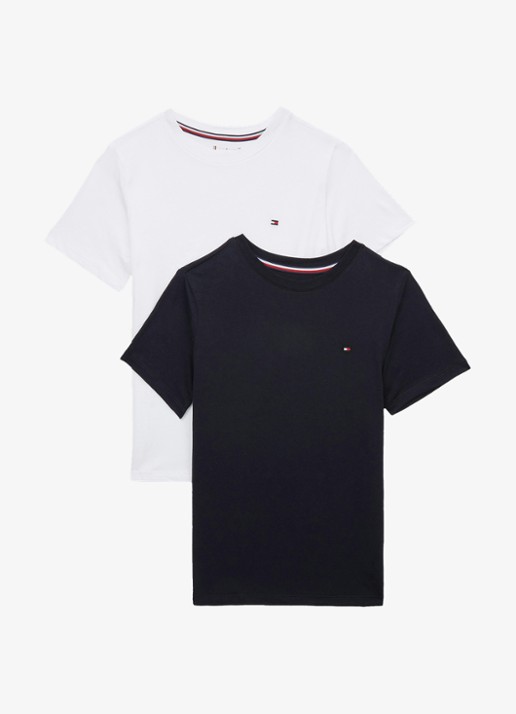 Tommy Hilfiger T-shirt met ronde hals in 2-pack - detail 3 donkerblauw