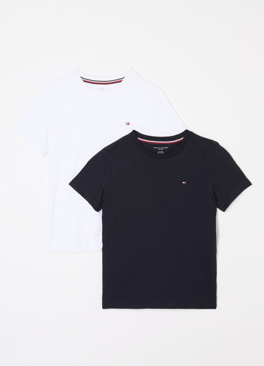 Tommy Hilfiger T-shirt met ronde hals in 2-pack - voorkant wit