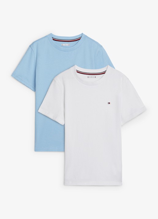 Tommy Hilfiger T-shirt met ronde hals in 2-pack - voorkant gebroken wit