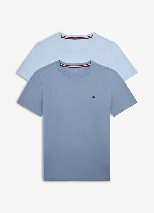 Tommy Hilfiger T-shirt met ronde hals in 2-pack - voorkant sweet blue