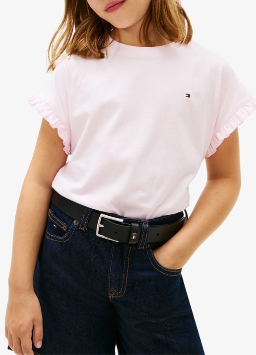 Tommy Hilfiger T-shirt met ruches - detail 4 roze