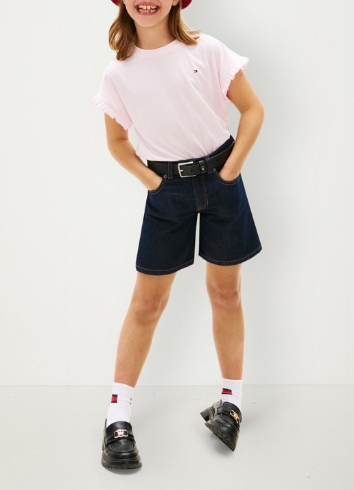 Tommy Hilfiger T-shirt met ruches - voorkant 2 roze