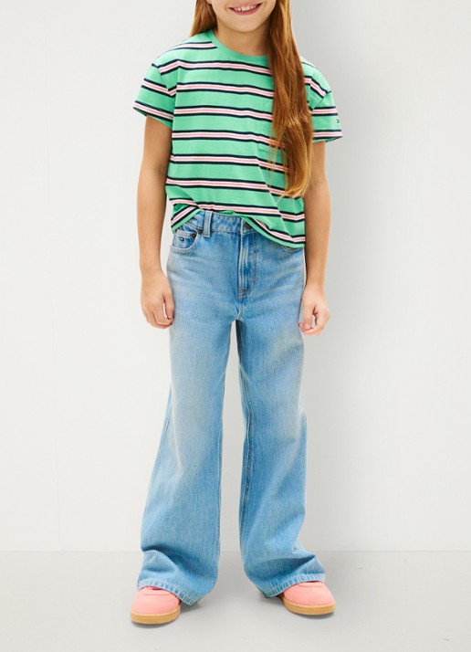 Tommy Hilfiger T-shirt met streepprint en borstzak - voorkant 2 groen
