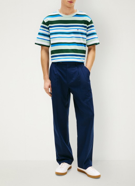 Tommy Hilfiger T-shirt met streepprint en logo - voorkant 5 mint