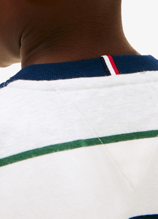 Tommy Hilfiger T-shirt met streepprint en logo - detail 2 donkerblauw