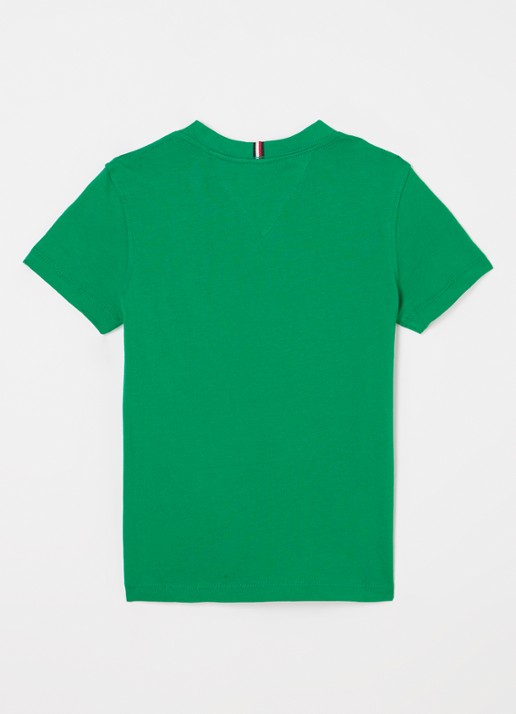 Tommy Hilfiger T-shirt met streepprint en logoborduring - voorkant 2 olympic green / groen