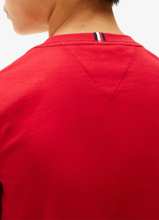 Tommy Hilfiger T-shirt met streepprint en logoborduring - detail 3 medium red / rood
