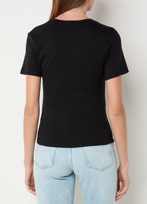 Tommy Hilfiger T-shirt met streepprint - achterkant 4 black  / zwart