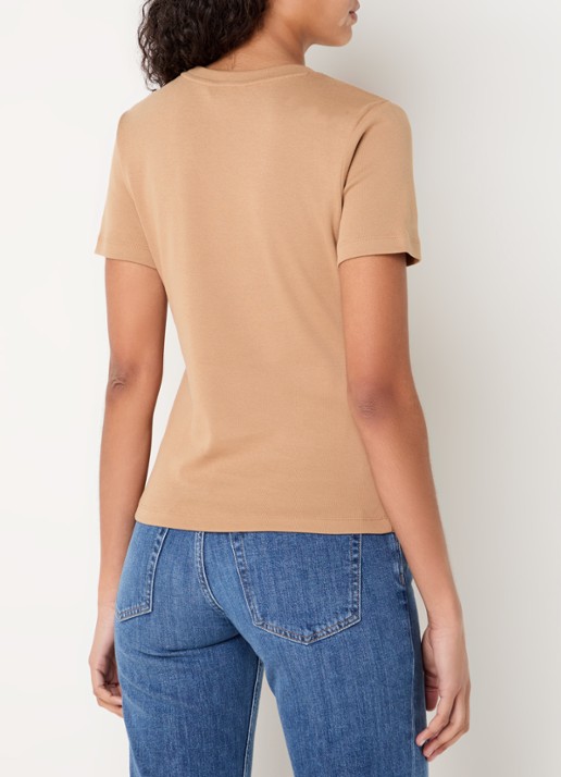 Tommy Hilfiger T-shirt met streepprint - achterkant 2 safari canvas / beige
