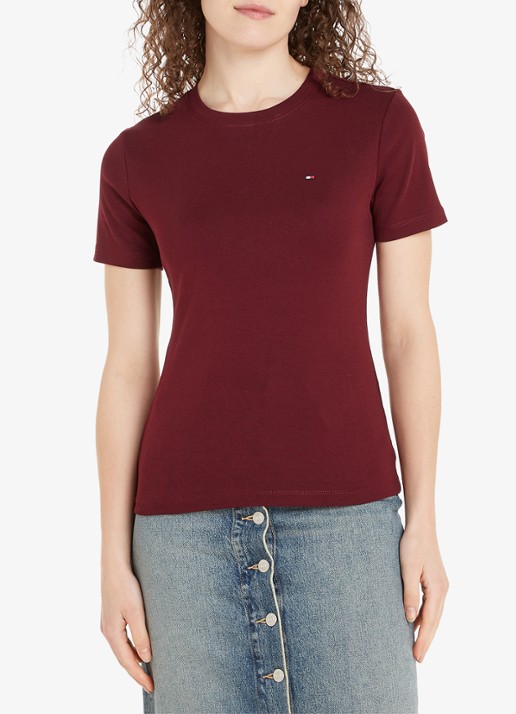 Tommy Hilfiger T-shirt met streepprint - detail 3 deep rouge / rood