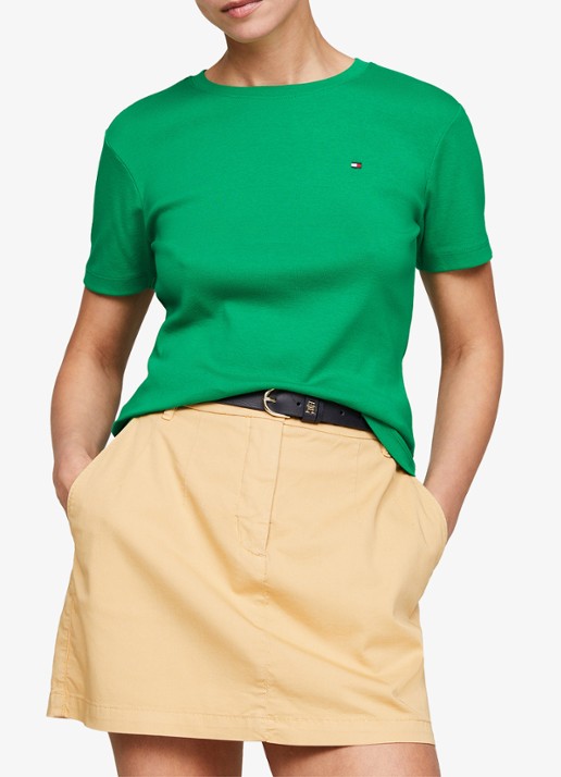 Tommy Hilfiger T-shirt met streepprint - detail olympic green / groen