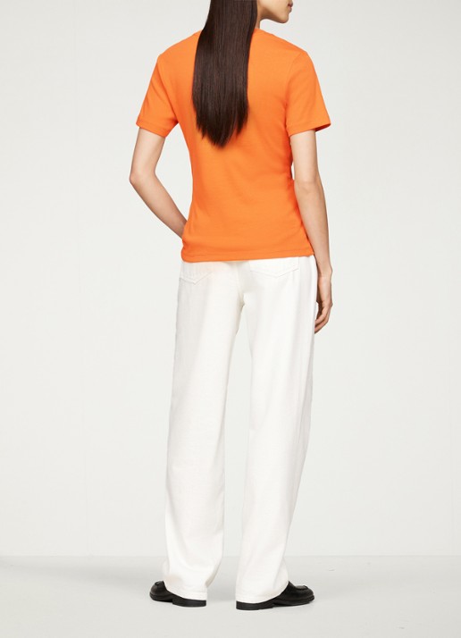 Tommy Hilfiger T-shirt met streepprint - achterkant 5 autumn orange / oranje