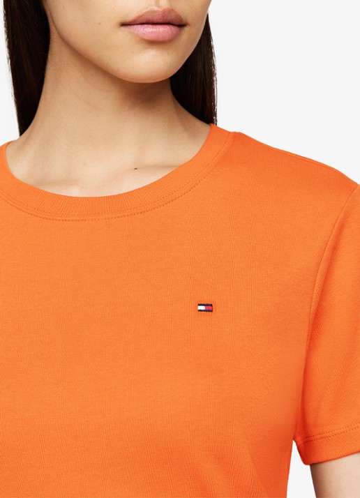 Tommy Hilfiger T-shirt met streepprint - detail 4 autumn orange / oranje