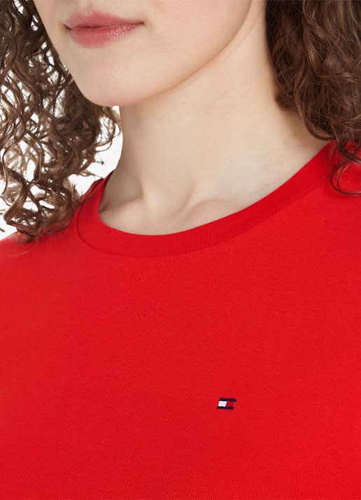 Tommy Hilfiger T-shirt met streepprint - detail 3 fierce red / rood