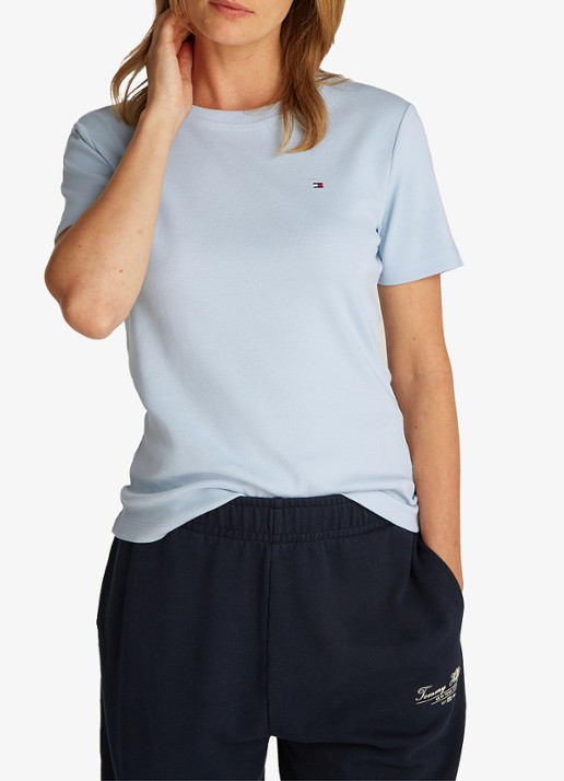 Tommy Hilfiger T-shirt met streepprint - detail breezy blue / blauw