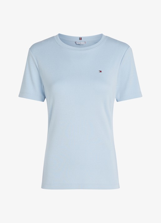 Tommy Hilfiger T-shirt met streepprint - voorkant 4 breezy blue / blauw