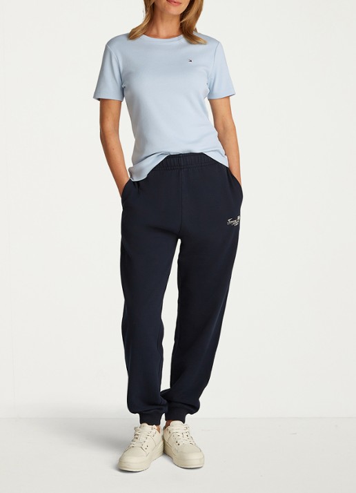 Tommy Hilfiger T-shirt met streepprint - voorkant 5 breezy blue / blauw