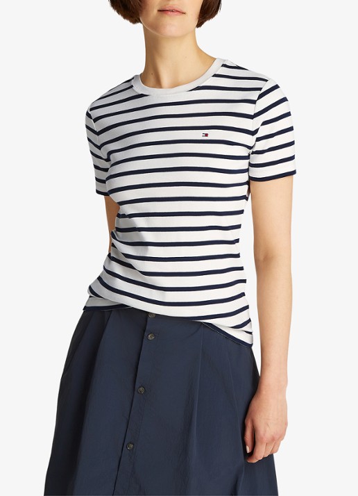 Tommy Hilfiger T-shirt met streepprint - detail 3 breton dark navy / blauw
