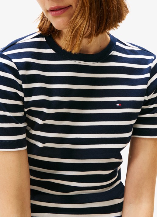 Tommy Hilfiger T-shirt met streepprint - detail 5 dark navy/ecru stripe / donkerblauw