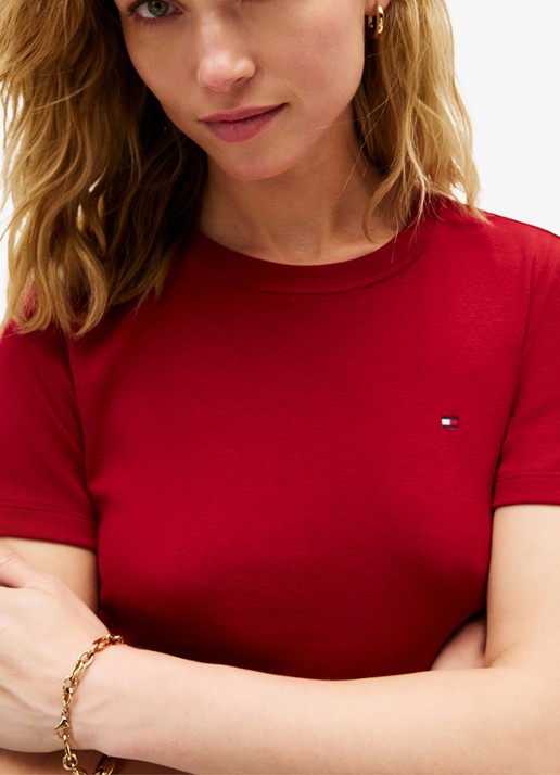 Tommy Hilfiger T-shirt met streepprint - detail 2 regatta red / rood