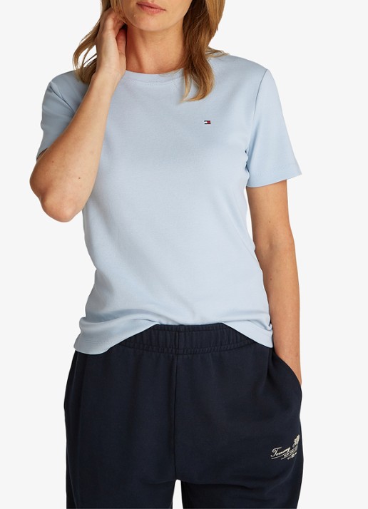 Tommy Hilfiger T-shirt met streepprint - detail breezy blue / lichtblauw
