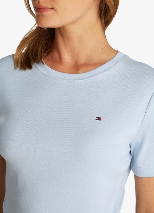 Tommy Hilfiger T-shirt met streepprint - detail 2 breezy blue / lichtblauw