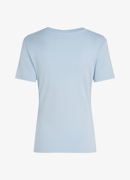 Tommy Hilfiger T-shirt met streepprint - detail 3 breezy blue / lichtblauw