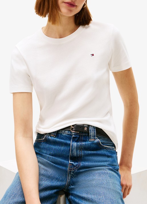 Tommy Hilfiger T-shirt met streepprint - detail 3 gebroken wit