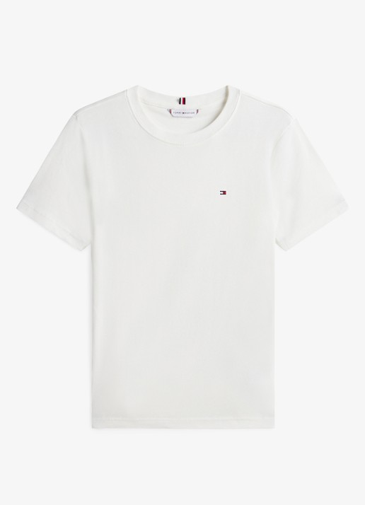 Tommy Hilfiger T-shirt met streepprint - voorkant gebroken wit